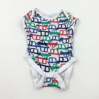 Cars Colourful White Bodysuit - Boys Newborn