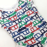 Cars Colourful White Bodysuit - Boys Newborn