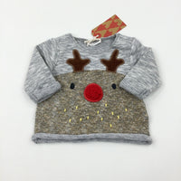 **NEW** Reindeer Appliqued Grey Sweatshirt - Boys/Girls - Newborn