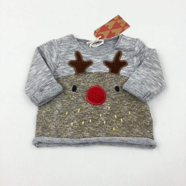 **NEW** Reindeer Appliqued Grey Sweatshirt - Boys/Girls - Newborn