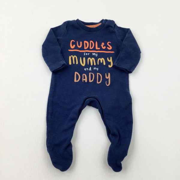 'Cuddles For My Mummy And My Daddy' Navy Babygrow - Boys Newborn