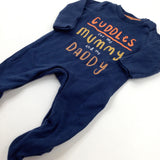 'Cuddles For My Mummy And My Daddy' Navy Babygrow - Boys Newborn