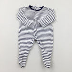 Navy & White Striped Babygrow - Boys Newborn