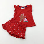 Gingerbread Lady Red Short Pyjamas - Girls 9-12 Months