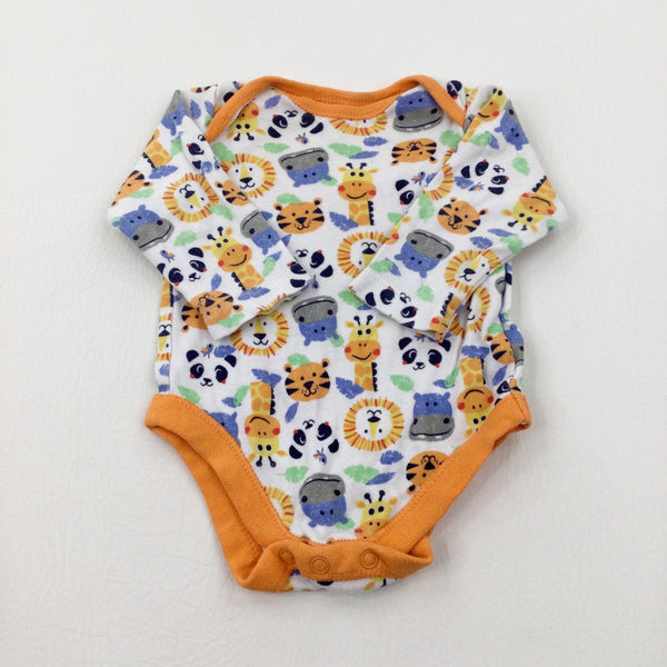 Animals White Bodysuit - Boys 0-3 Months