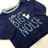 'Little One Big Noise' Navy Long Sleeve Top - Boys 0-3 Months