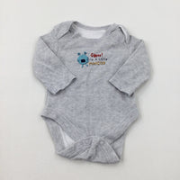 'GRRR! I'm A Little Monster' Grey Bodysuit - Boys 0-3 Months