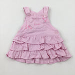 Butterfly Embroidered Pink Cord Dungaree Dress - Girls 0-3 Months