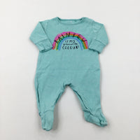 'Rainbow Is My Favourite Colour!' Spotty Green Babygrow - Girls 0-3 Months
