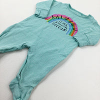 'Rainbow Is My Favourite Colour!' Spotty Green Babygrow - Girls 0-3 Months