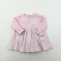 Stars Pink Striped Dress - Girls 0-3 Months