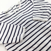 Navy Striped Bodysuit - Girls 0-3 Months