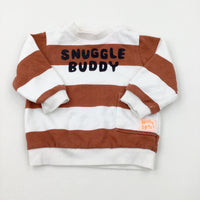 'Snuggle Buddy' Brown Striped Sweatshirt - Boys 3-6 Months