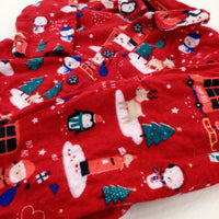 'Merry Christmas' Snowmen & Christmas Trees Red Pyjamas - Boys/Girls 3-6 Months