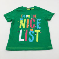 'I'm On The Nice List' Green T-Shirt - Boys 3-4 Years