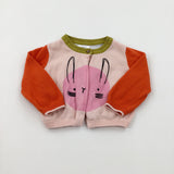 Bunny Colourful Pink Knitted Cardigan - Girls 3-6 Months