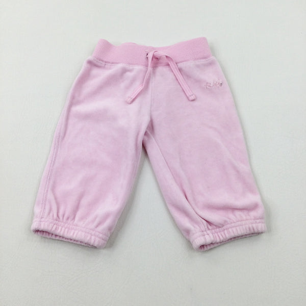 'Next' Pink Velour Joggers - Girls 3-6 Months