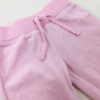 'Next' Pink Velour Joggers - Girls 3-6 Months