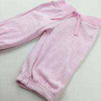 'Next' Pink Velour Joggers - Girls 3-6 Months