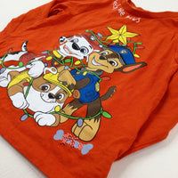 'Deck The Paws' Paw Patrol & Friends Glittery Orange Long Sleeve Top - Boys 2-3 Years