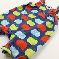 Apples Colourful Navy Dungarees - Girls 3-6 Months