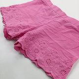 Flowers Embroidered Pink Jersey Shorts - Girls 8-9 Years