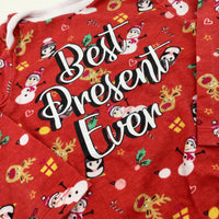 'Best Present Ever' Snowmen & Penguins Red Long Sleeve Bodysuit - Girls 3-6 Months