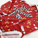 'Best Present Ever' Snowmen & Penguins Red Long Sleeve Bodysuit - Girls 3-6 Months