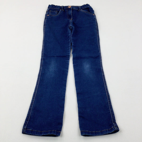 Mid Blue Denim Jeans With Adjustable Waist - Girls 8-9 Years