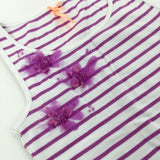 Flowers Purple Striped Vest Top - Girls 9-10 Years