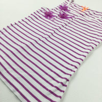 Flowers Purple Striped Vest Top - Girls 9-10 Years