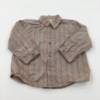 Red Striped Long Sleeve Shirt - Boys 6-9 Months