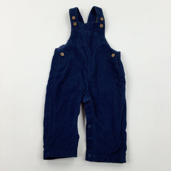 Navy Cord Dungarees - Boys 6-9 Months