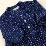 Flowers Navy Denim Long Sleeve Top - Girls 6-9 Months