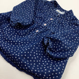 Flowers Navy Denim Long Sleeve Top - Girls 6-9 Months