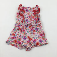 Flowers Pink Playsuit - Girls 6-9 Months