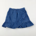 Mid Blue Denim Effect Floaty Skirt - Girls 9-10 Years