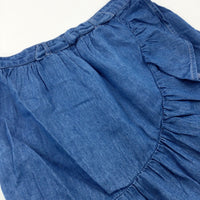 Mid Blue Denim Effect Floaty Skirt - Girls 9-10 Years