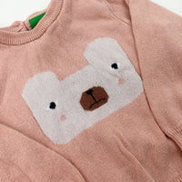 Bear Pink Knitted Jumper - Girls 6-9 Months