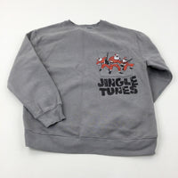 'Jingle Tunes' Santas & Guitars Grey Sweatshirt - Boyos 13-14 Years