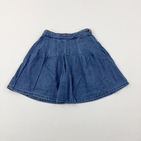 Mid Blue Denim Skirt With Adjustable Waist - Girls 9-10 Years