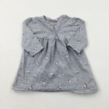 Flowers Grey Dress - Girls 6-9 Months