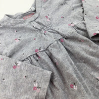 Flowers Grey Dress - Girls 6-9 Months