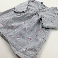 Flowers Grey Dress - Girls 6-9 Months