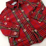 Reindeer Red Checked Long Sleeve Shirt - Boy 9-12 Months