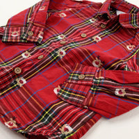 Reindeer Red Checked Long Sleeve Shirt - Boy 9-12 Months