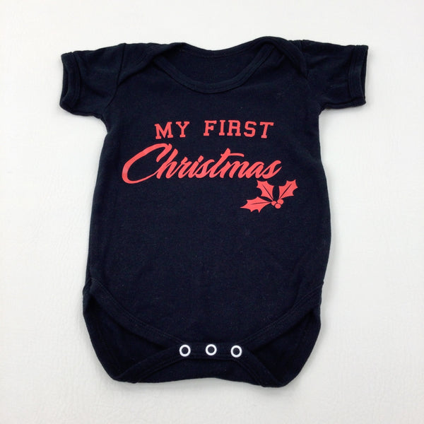 'My First Christmas' Black Bodysuit - Boys 6-12 Months