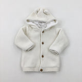 White Lined Knitted Hoodie - Boys 9-12 Months