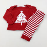 'Elf In Training' Red Striped Pyjamas - Boys/Girls 0-3 Months