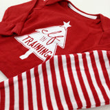 'Elf In Training' Red Striped Pyjamas - Boys/Girls 0-3 Months